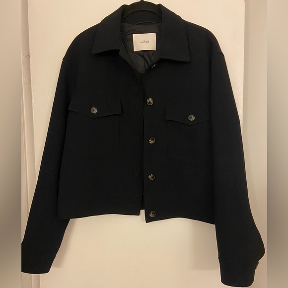 Wilfred Button Down Shirt Jacket Black Size Small - Picture 2 of 6